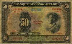 50 Francs BELGIAN CONGO  1943 P.16b G