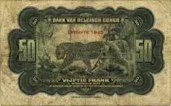 50 Francs BELGIAN CONGO  1945 P.16c VG
