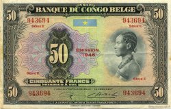 50 Francs BELGIAN CONGO  1946 P.16d VF+