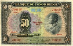 50 Francs BELGIAN CONGO  1947 P.16e VF