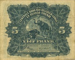 5 Francs CONGO BELGA  1953 P.21 q.BB
