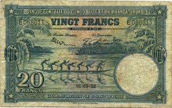 20 Francs BELGIAN CONGO  1952 P.23 VG