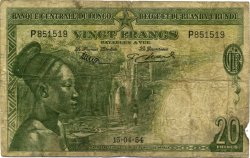 20 Francs CONGO BELGA  1954 P.26 B