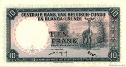 10 Francs CONGO BELGA  1958 P.30b SPL+