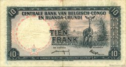 10 Francs BELGIAN CONGO  1958 P.30b VF