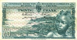 20 Francs BELGIAN CONGO  1957 P.31 VF+