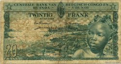 20 Francs BELGIAN CONGO  1957 P.31 VG