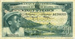 20 Francs CONGO BELGA  1957 P.31 MB