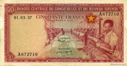 50 Francs BELGIAN CONGO  1957 P.32 VF