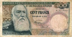 100 Francs CONGO BELGA  1956 P.33a MB