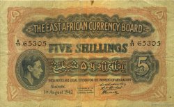 5 Shillings ÁFRICA ORIENTAL BRITÁNICA  1942 P.28A BC+