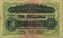 10 Shillings EAST AFRICA (BRITISH)  1939 P.29a F