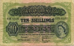 10 Shillings EAST AFRICA  1953 P.34 VF-
