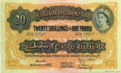 20 Shillings - 1 Pound EAST AFRICA (BRITISH)  1955 P.35 AU