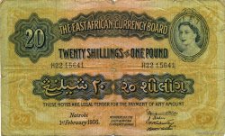 20 Shillings - 1 Pound EAST AFRICA (BRITISH)  1956 P.35 VG