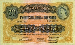 20 Shillings - 1 Pound BRITISCH-OSTAFRIKA  1956 P.35 fST