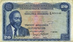 20 Shillings KENYA  1973 P.08d q.BB