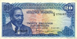20 Shillings KENYA  1977 P.13d BB