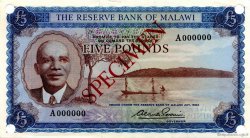 5 Pounds Spécimen MALAWI  1964 P.04s SC+