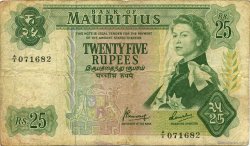 25 Rupees MAURITIUS  1967 P.32b RC+ a BC
