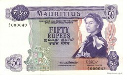 50 Rupees Petit numéro ISOLE MAURIZIE  1967 P.33a FDC