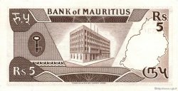 5 Rupees MAURITIUS  1985 P.34 SC