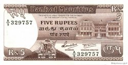 5 Rupees ISOLE MAURIZIE  1985 P.34