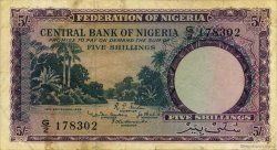 5 Shillings NIGERIA  1958 P.02 BC+