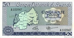 50 Francs RWANDA  1964 P.07a AU