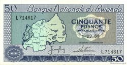 50 Francs RWANDA  1969 P.07a XF