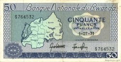 50 Francs RUANDA  1971 P.07b BB