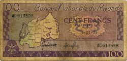100 Francs RWANDA  1971 P.08c G