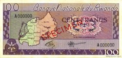 100 Francs Spécimen RUANDA  1964 P.08s1 VZ