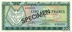 500 Francs Spécimen RUANDA  1969 P.09s1 fST+