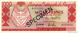 1000 Francs Spécimen RWANDA  1971 P.10s2 AU