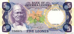 5 Leones SIERRA LEONE  1980 P.07c UNC-