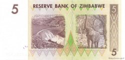 5 Dollars ZIMBABWE  2007 P.66 UNC