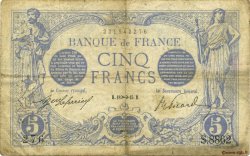 5 Francs BLEU FRANCIA  1915 F.02.33 RC+
