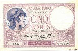 5 Francs FEMME CASQUÉE modifié FRANCIA  1939 F.04.07 q.SPL