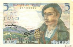 5 Francs BERGER FRANKREICH  1943 F.05.05 fST