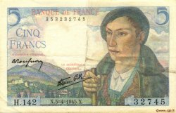 5 Francs BERGER FRANCIA  1945 F.05.06 MBC