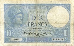 10 Francs MINERVE modifié FRANCE  1940 F.07.25 VG