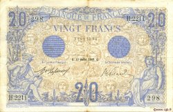 20 Francs BLEU FRANCE  1912 F.10.02 VF-