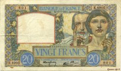 20 Francs TRAVAIL ET SCIENCE FRANCE  1941 F.12.16 VF-