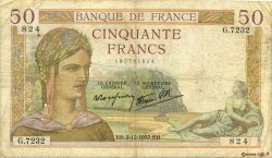 50 Francs CÉRÈS modifié FRANCE  1937 F.18.05 G
