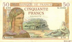 50 Francs CÉRÈS modifié FRANCIA  1940 F.18.42 MBC
