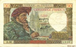 50 Francs JACQUES CŒUR FRANCE  1941 F.19.05 VF