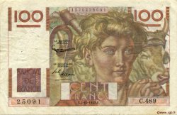 100 Francs JEUNE PAYSAN FRANCE  1952 F.28.34 VF
