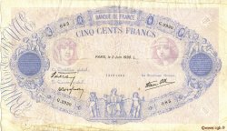500 Francs BLEU ET ROSE modifié FRANKREICH  1938 F.31.13 S