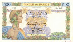 500 Francs LA PAIX FRANKREICH  1940 F.32.09 VZ+